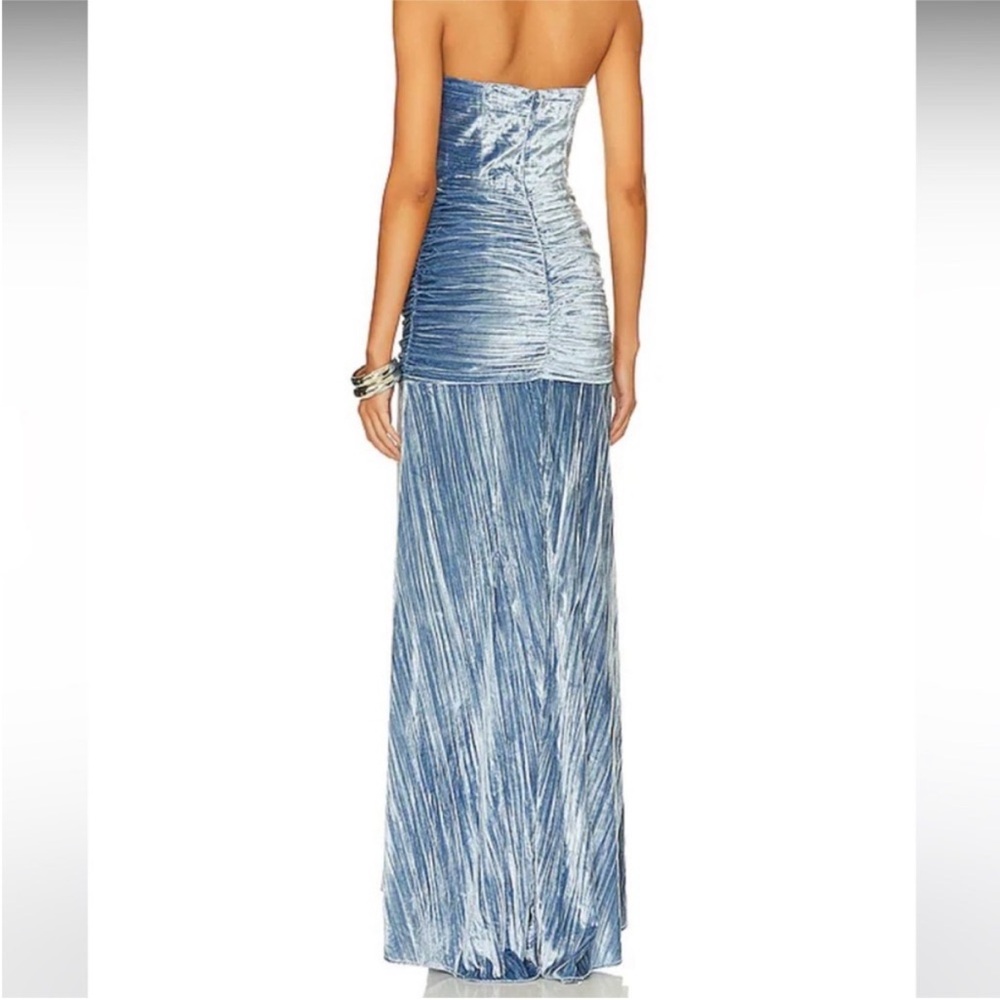 House of Harlow 1960 Light Blue Metallic Backless Gown